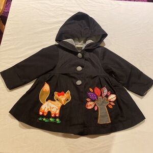 Kids Black Hooded embroidered Jacket size 2T